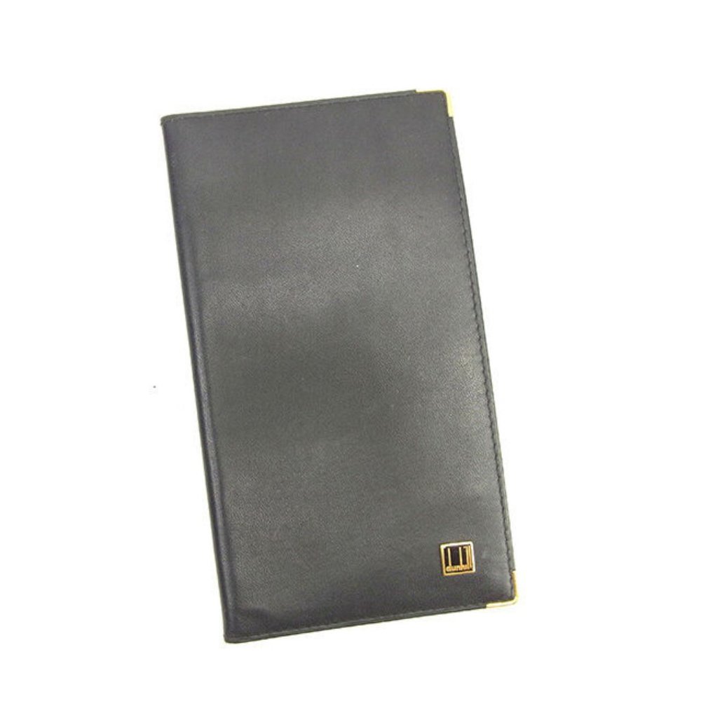 Dunhill Wallet Purse Long Wallet Black Gold Woman unisex Authentic Used Y5785